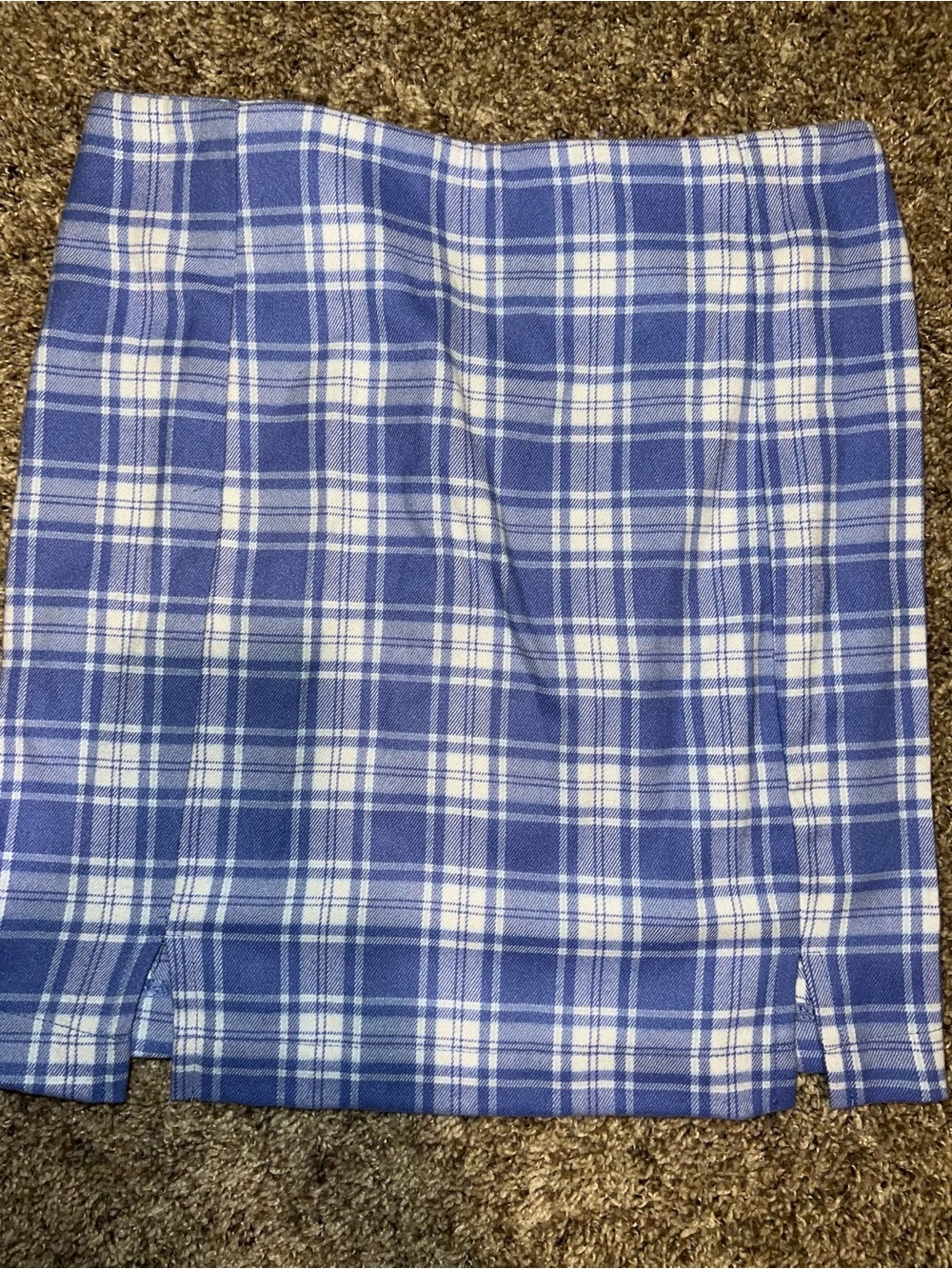 Love On A Hanger Blue and White Plaid Skirt